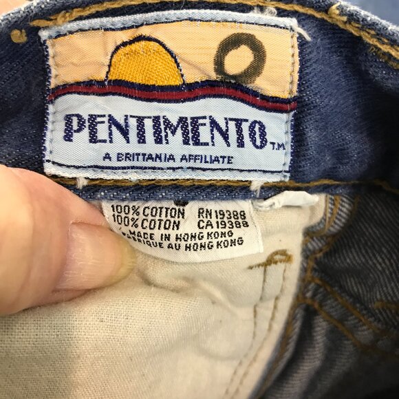 Women's Vintage Pentimento wide flare small size boho applique jeans - Picture 9 of 10
